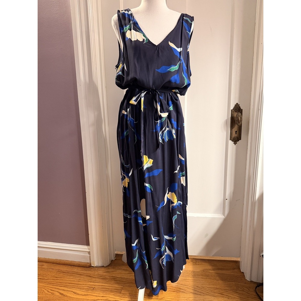 A New Day Women's Blue Floral V-Neck Sleeveless Dress Size Large NWT